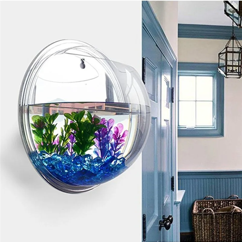 Aquarium Fish Only - Transparent acrylic hanging wall aquarium, Plant